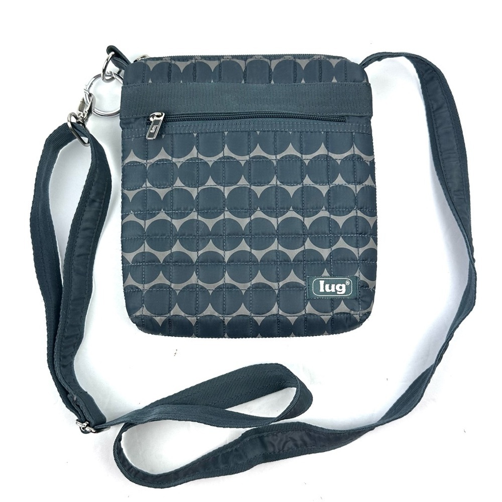 Lug Moped Crossbody Bag Blue Green Quilted Nylon Handbag Purse